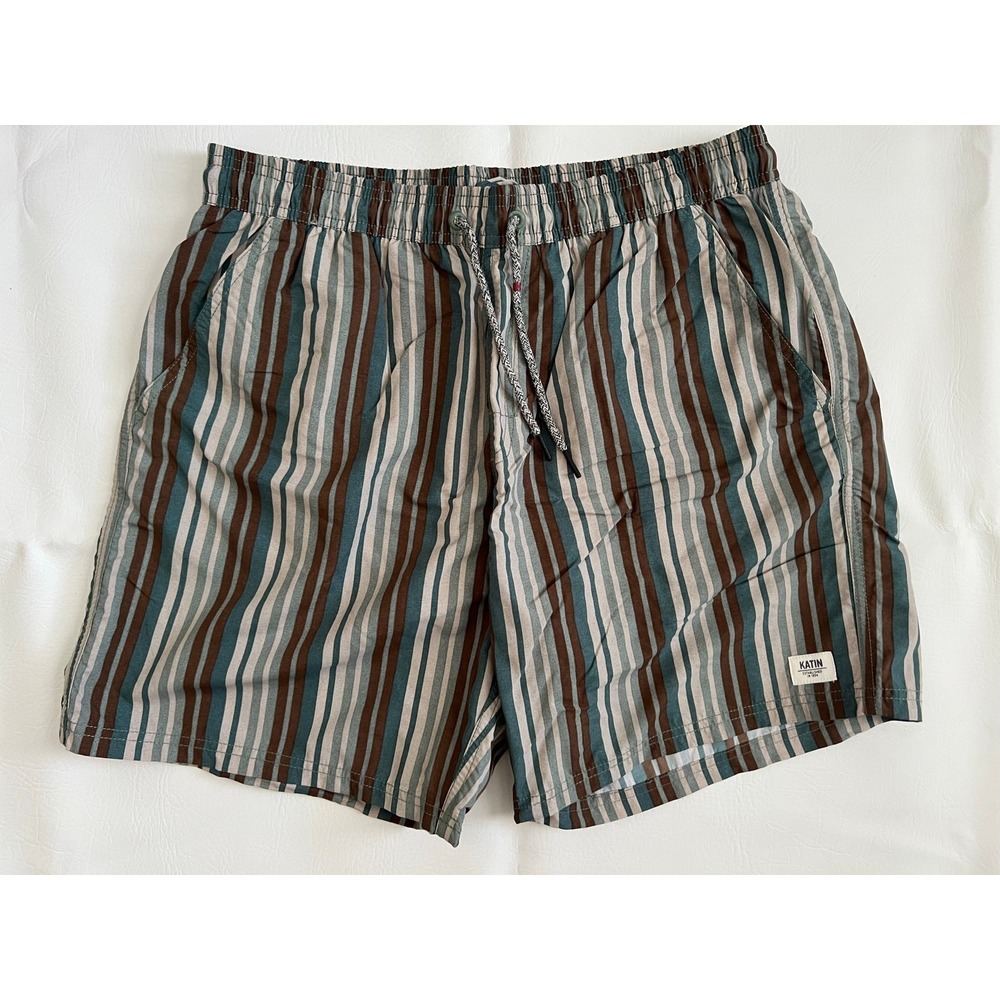 Katin Men's Drifter Elastic Swim Trunks Sz. Large 7'' Summer Resort Beach Retro
